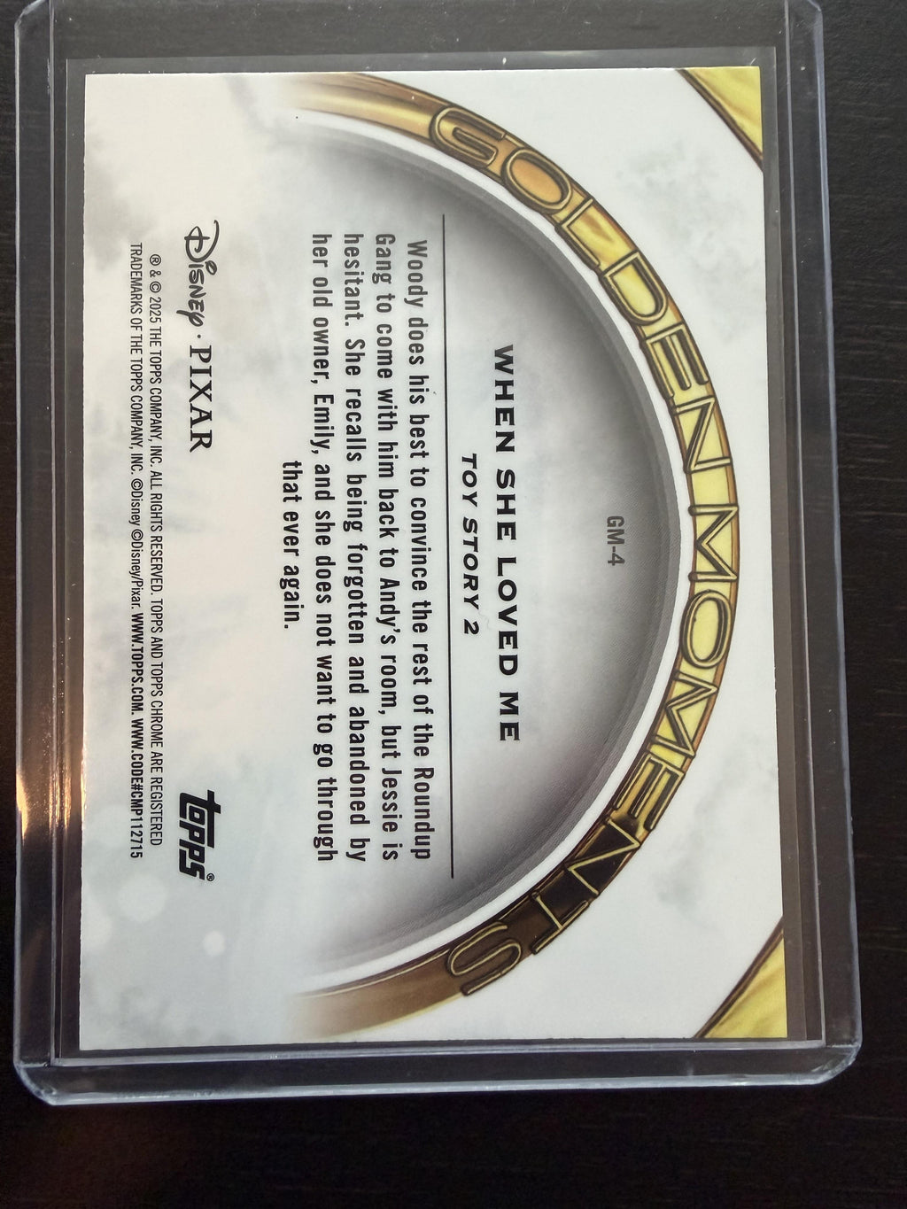 2025 Topps Pixar Gold #GM-4 When She Loved Me - Toy Story 2 Golden Moments