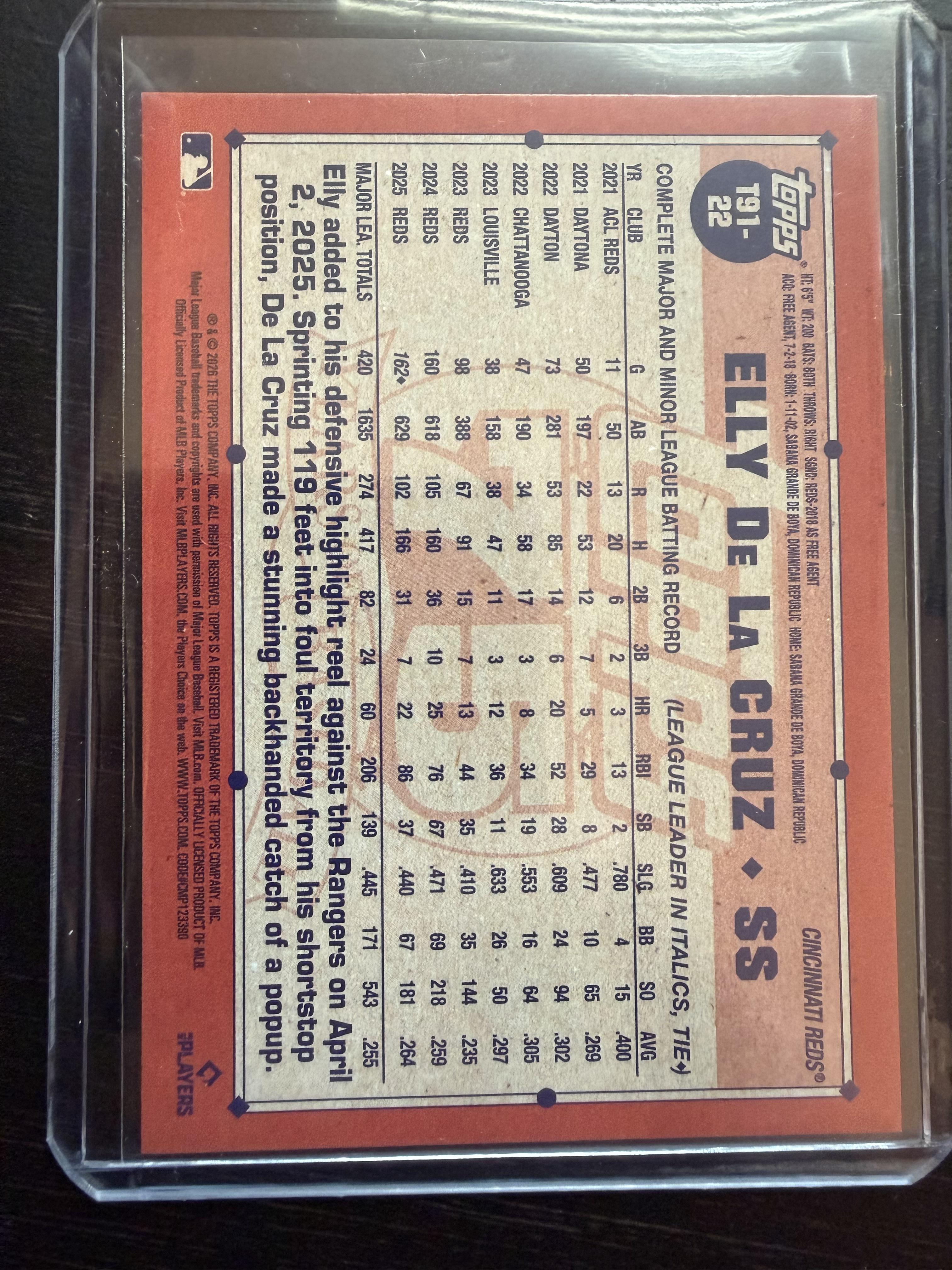 2026 Topps T91-22 Elly De La Cruz 1991 Topps Baseball 35th Anniversary
