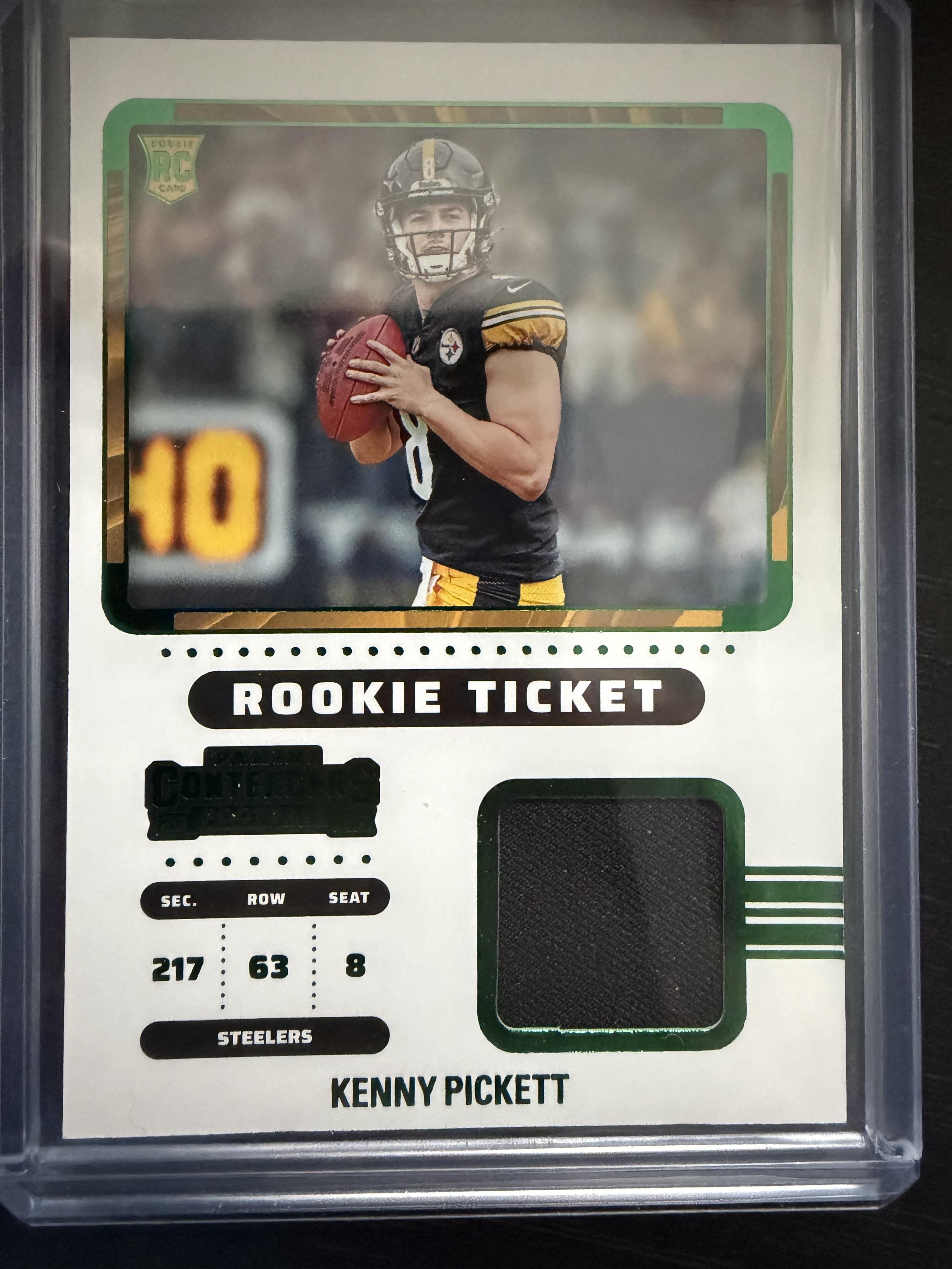 2022 Panini Contenders #RTS-KPI Kenny Pickett Rookie Ticket Swatches