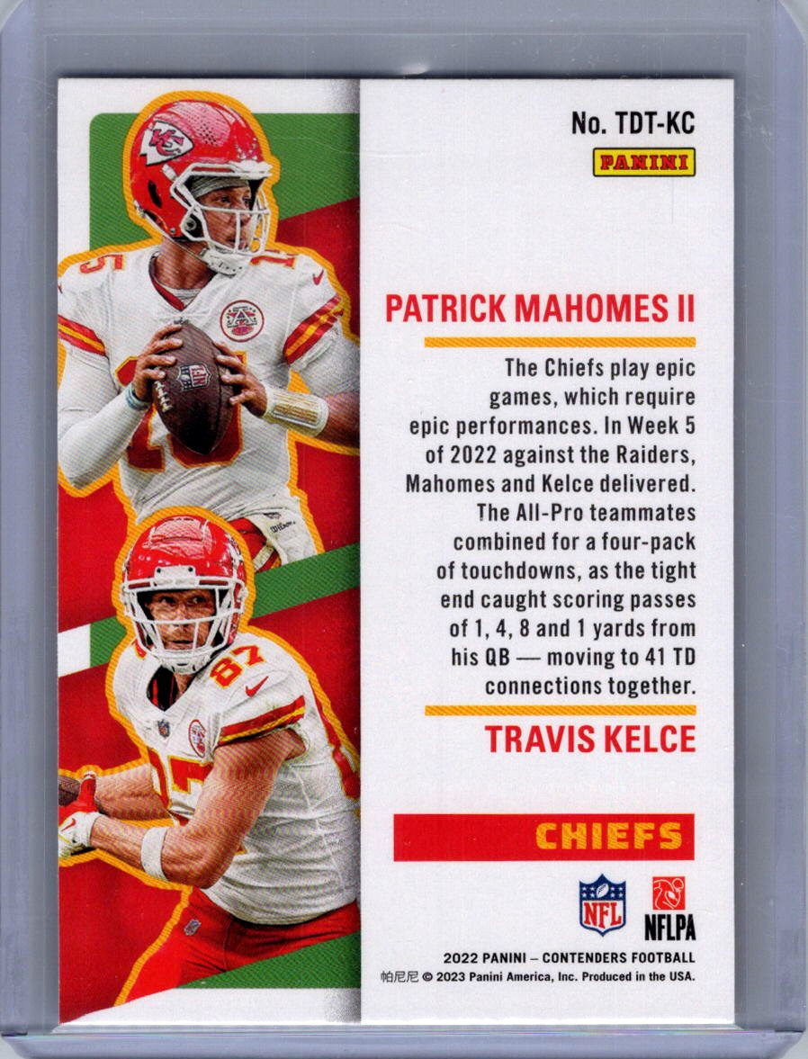 2022 Panini Contenders Patrick Mahomes II / Travis Kelce Touchdown Tandems