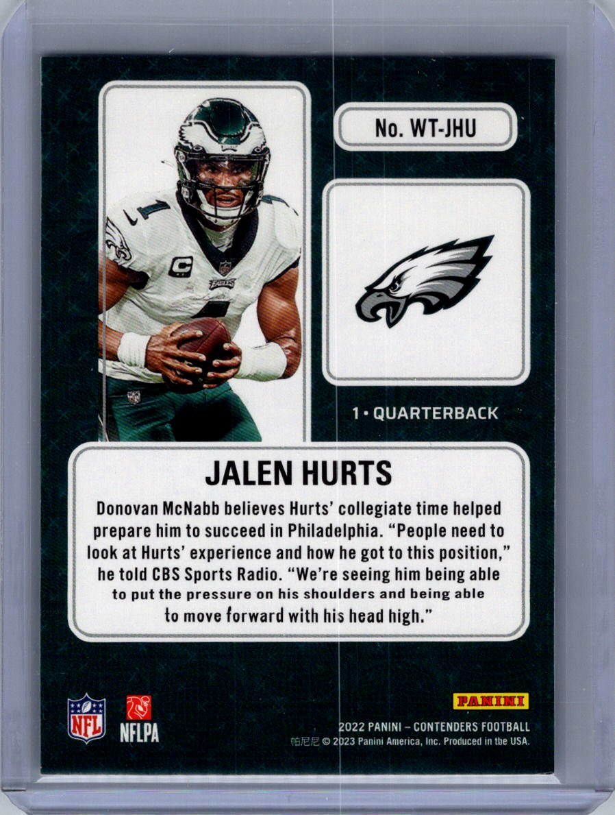 2022 Panini Contenders #WT-JHU Jalen Hurts Winning Ticket
