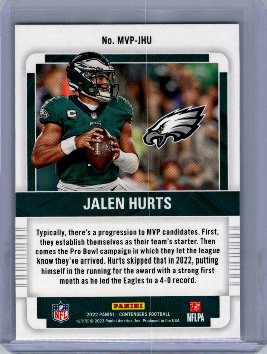 2022 Panini Contenders #MVP-JHU Jalen Hurts MVP Contenders