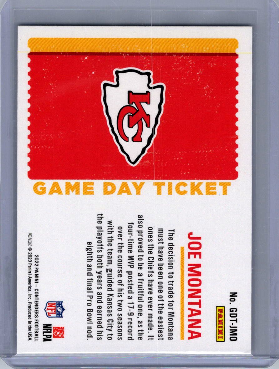 2022 Panini Contenders #GDT-JMO Joe Montana Game Day Ticket