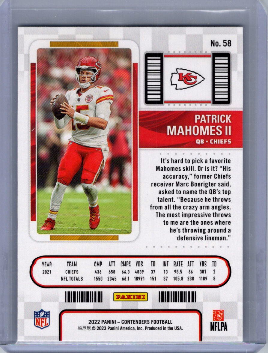 2022 Panini Contenders #58 Patrick Mahomes II