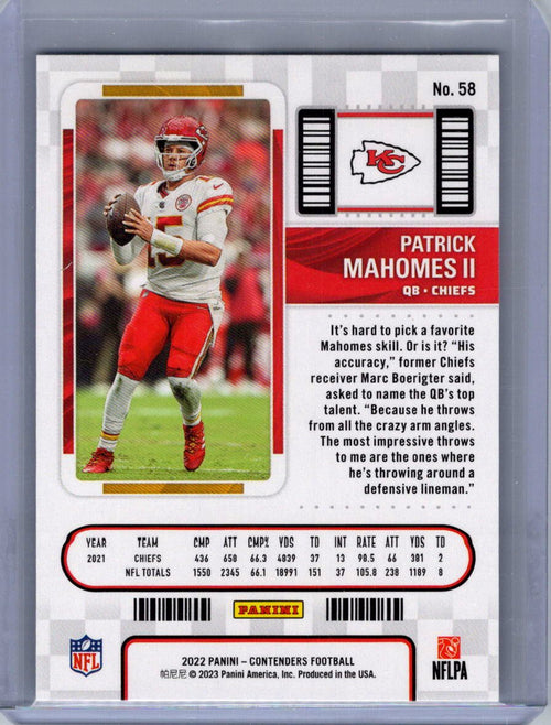 2022 Panini Contenders #58 Patrick Mahomes II