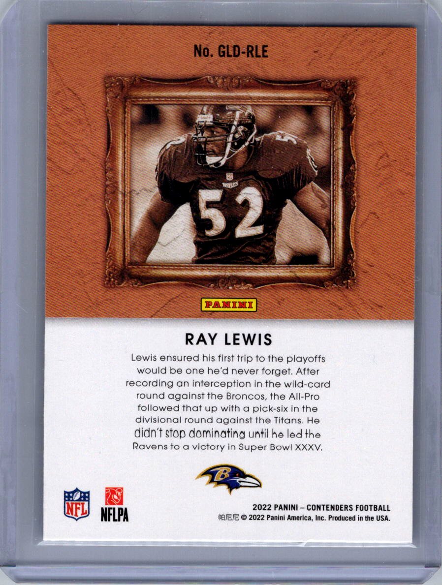 2022 Panini Contenders #GLD-RLE Ray Lewis Gladiators Emerald