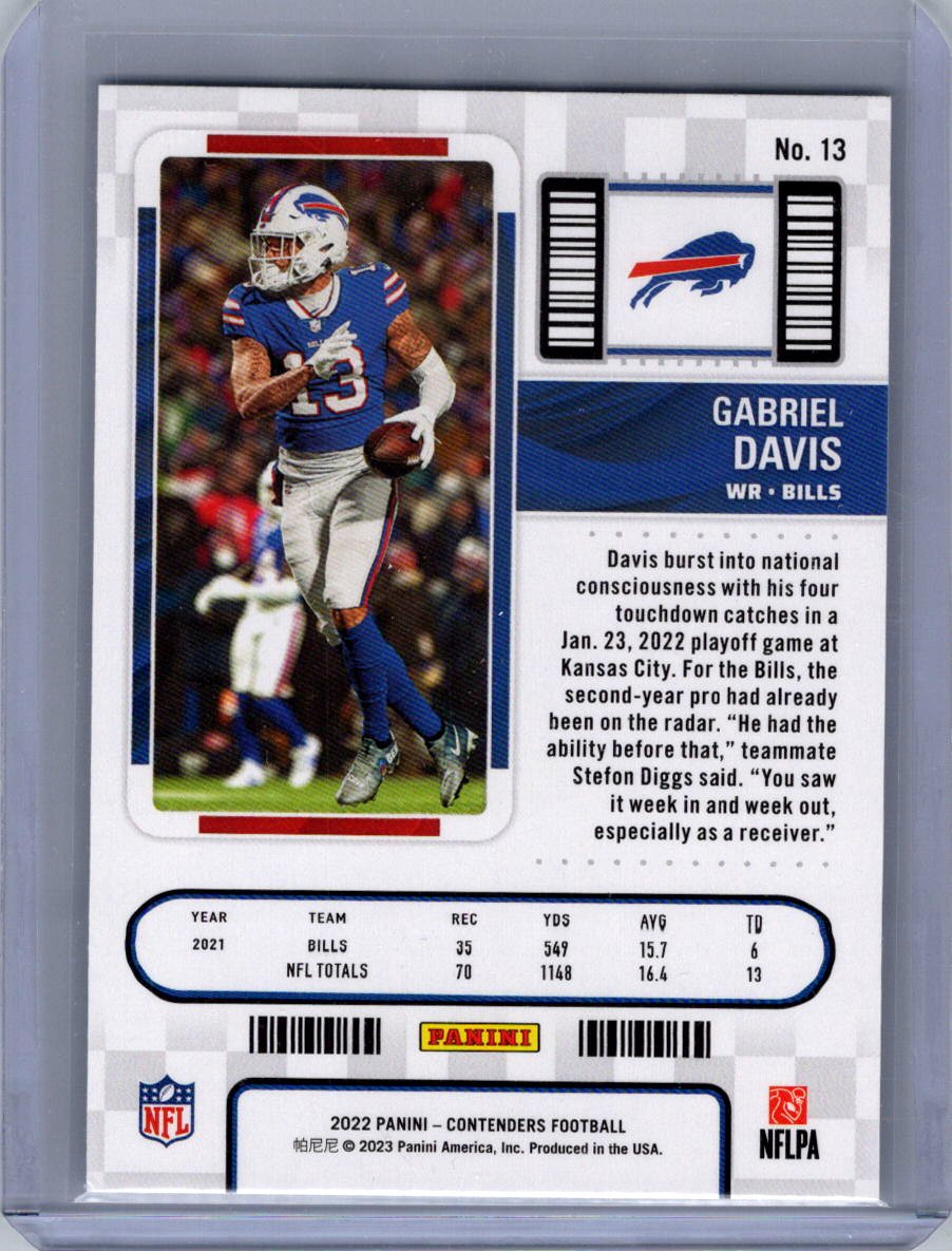 2022 Panini Contenders #13 Gabriel Davis