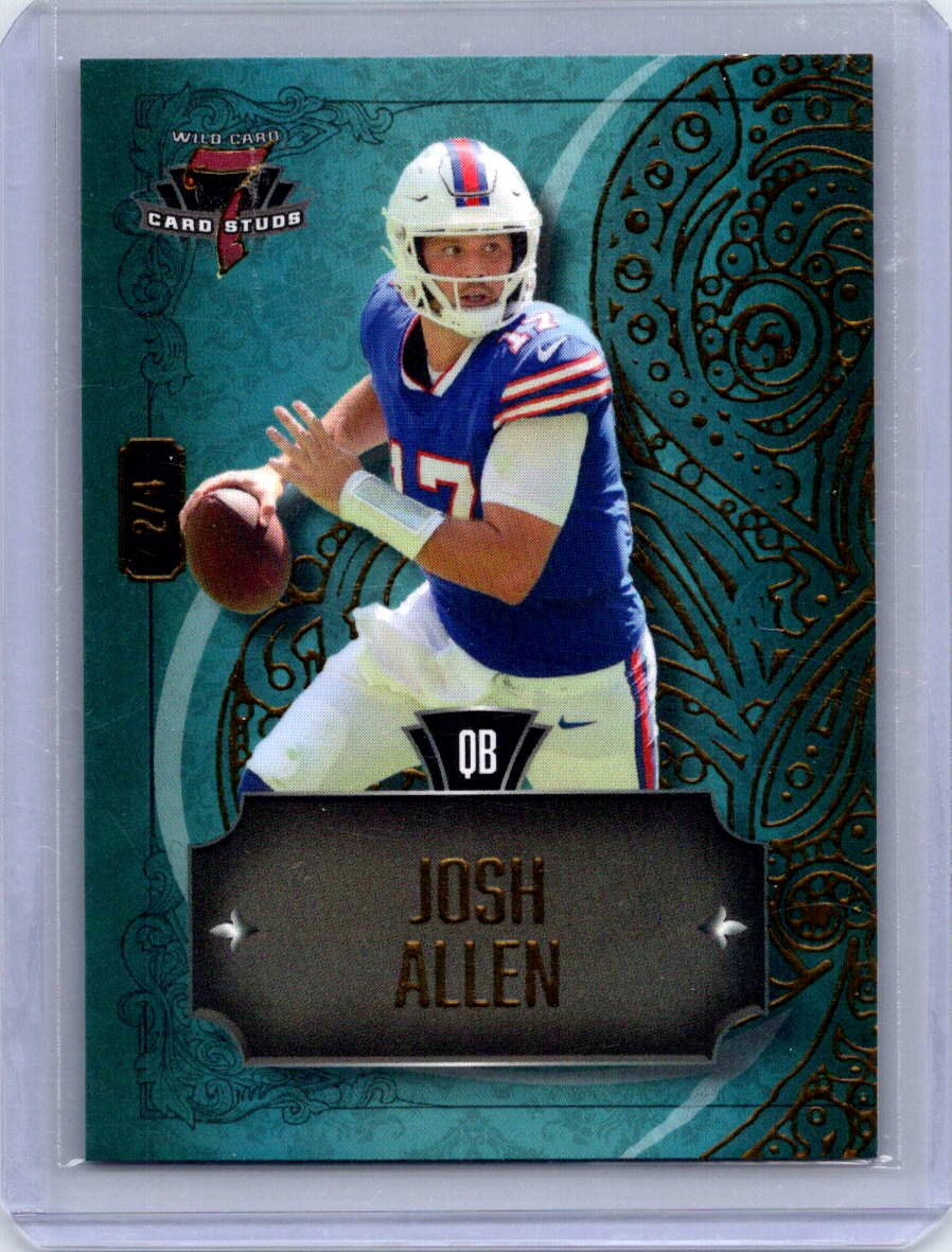 2023 Wild Card 7 Card Studs Right Club Gold Foil Teal Josh Allen #/4
