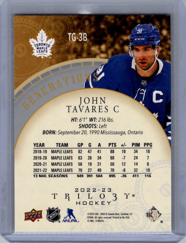 2022-23 Upper Deck Trilogy #TG-3B John Tavares Generations