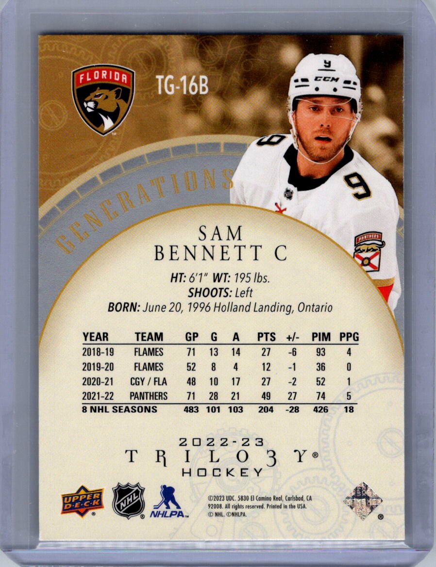 2022-23 Upper Deck Trilogy #TG-16B Sam Bennett Generations