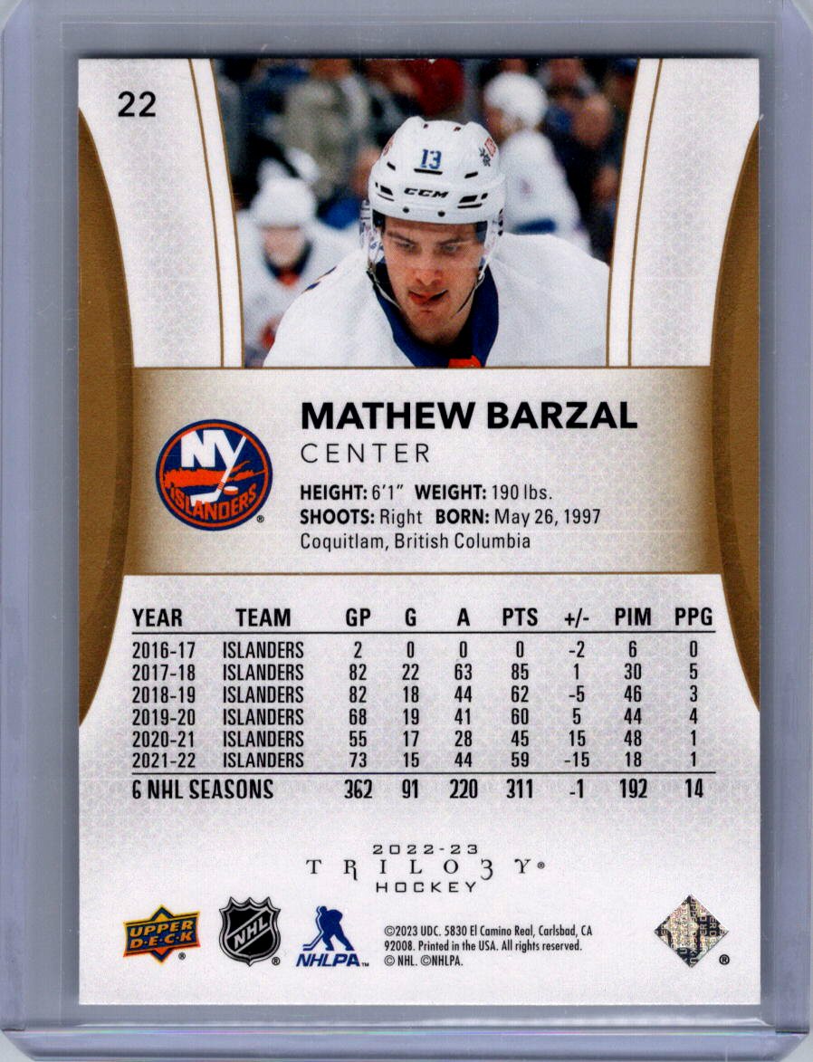 2022-23 Upper Deck Trilogy #22 Mathew Barzal