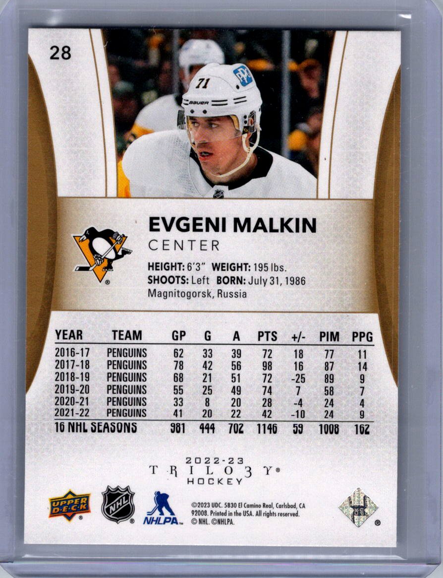 2022-23 Upper Deck Trilogy #28 Evgeni Malkin
