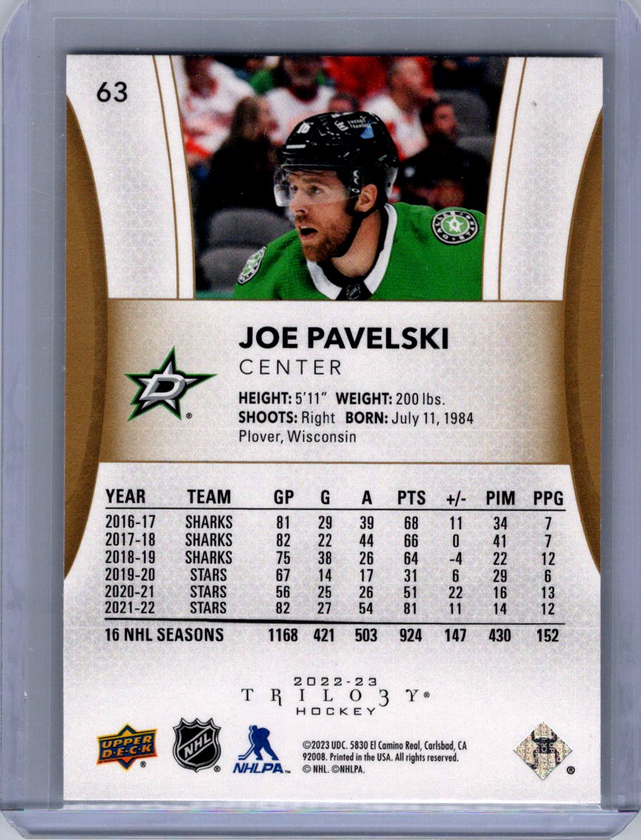 2022-23 Upper Deck Trilogy #63 Joe Pavelski