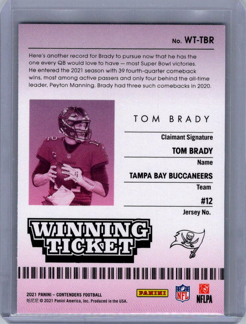 2021 Panini Contenders #WT-TBR Tom Brady Winning Ticket
