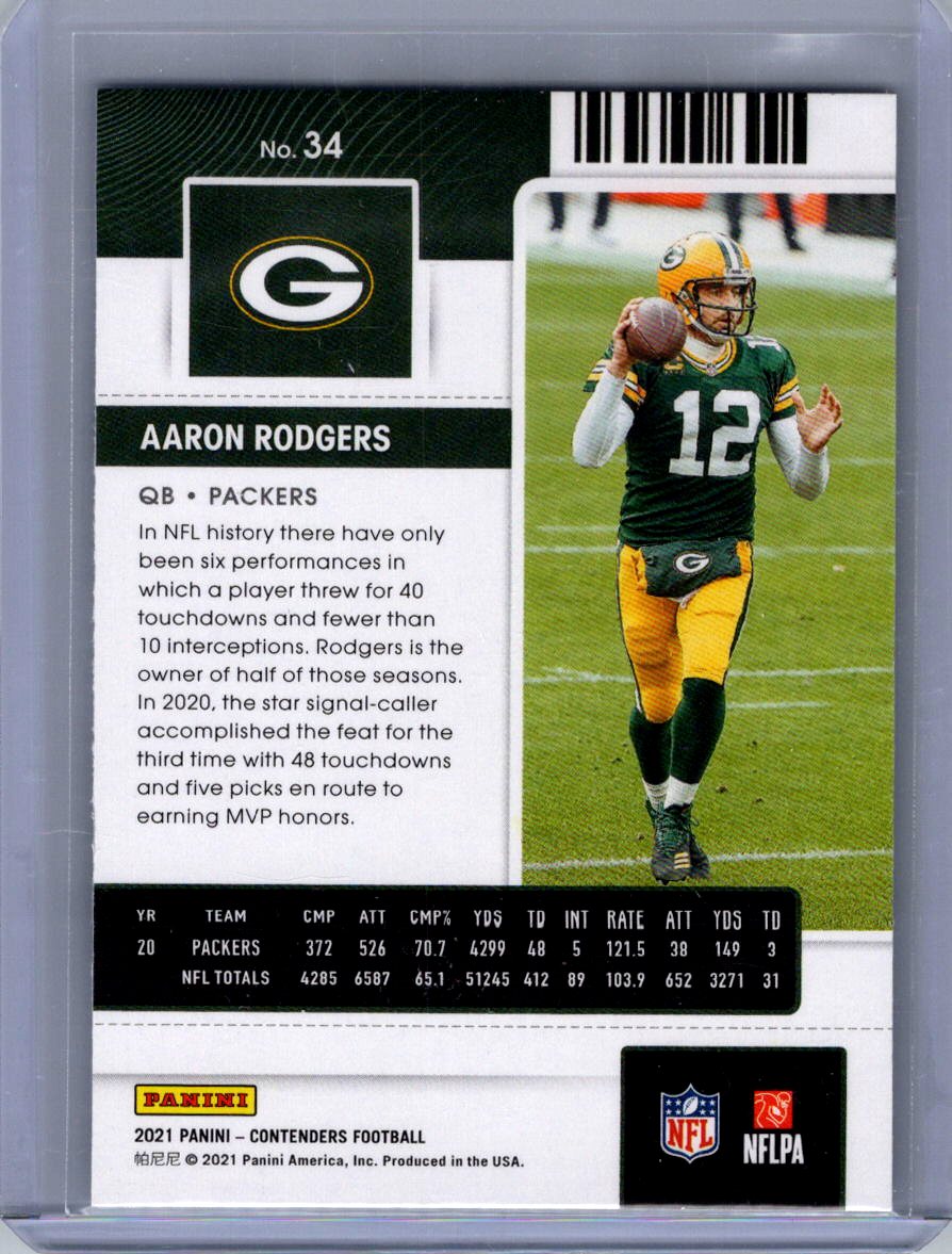 2021 Panini Contenders #34 Aaron Rodgers