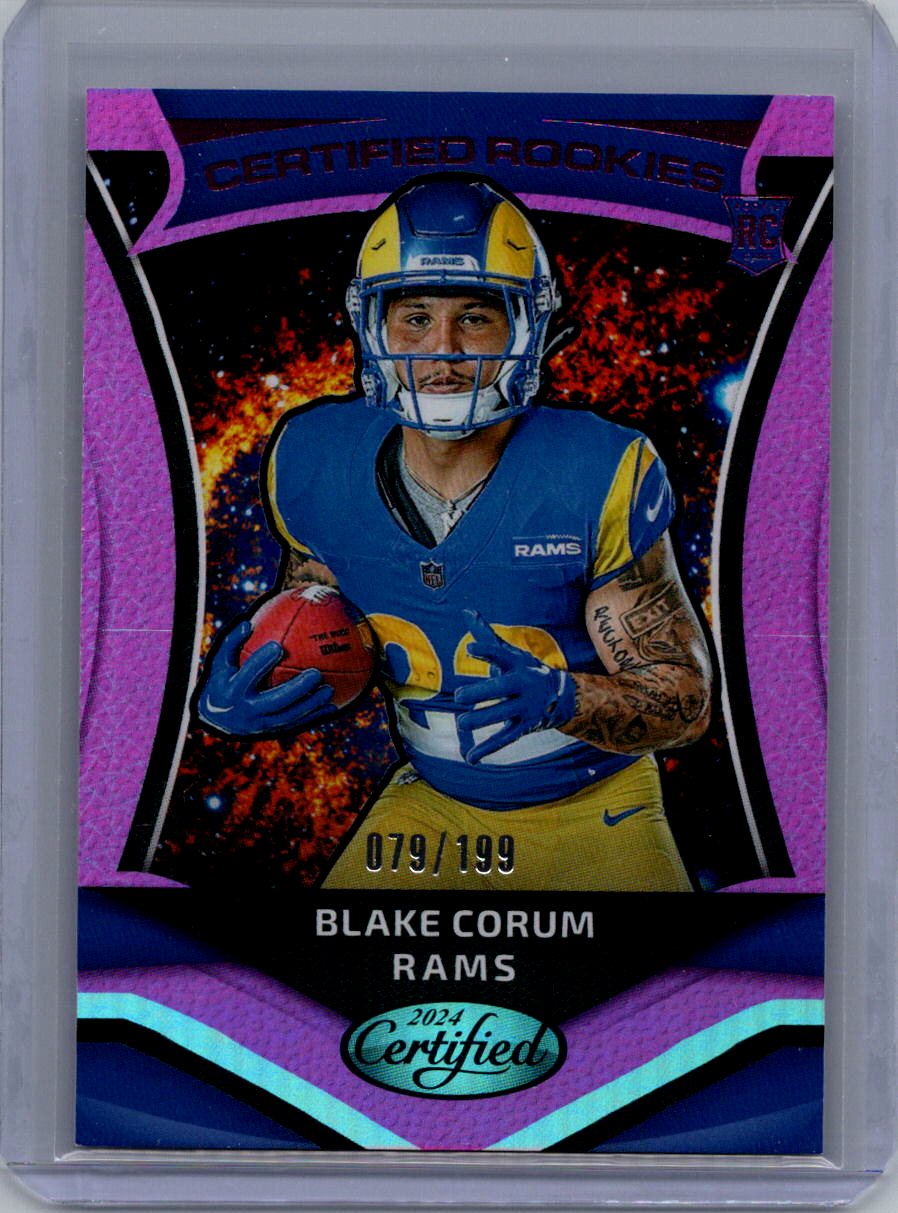2024 Panini Certified #18 Blake Corum Certified Rookies Mirror Pink #/199