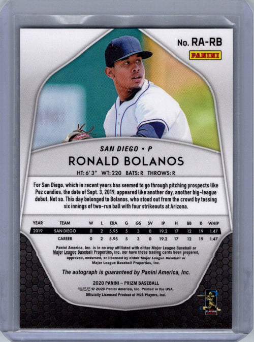 2020 Panini Prizm #RA-RB Ronald Bolanos Rookie Autographs Silver Prizm