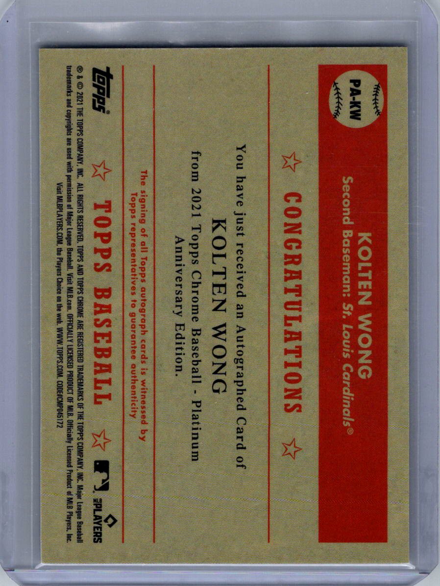 2021 Topps Chrome Platinum Anniversary #PA-KW Kolten Wong Autographs