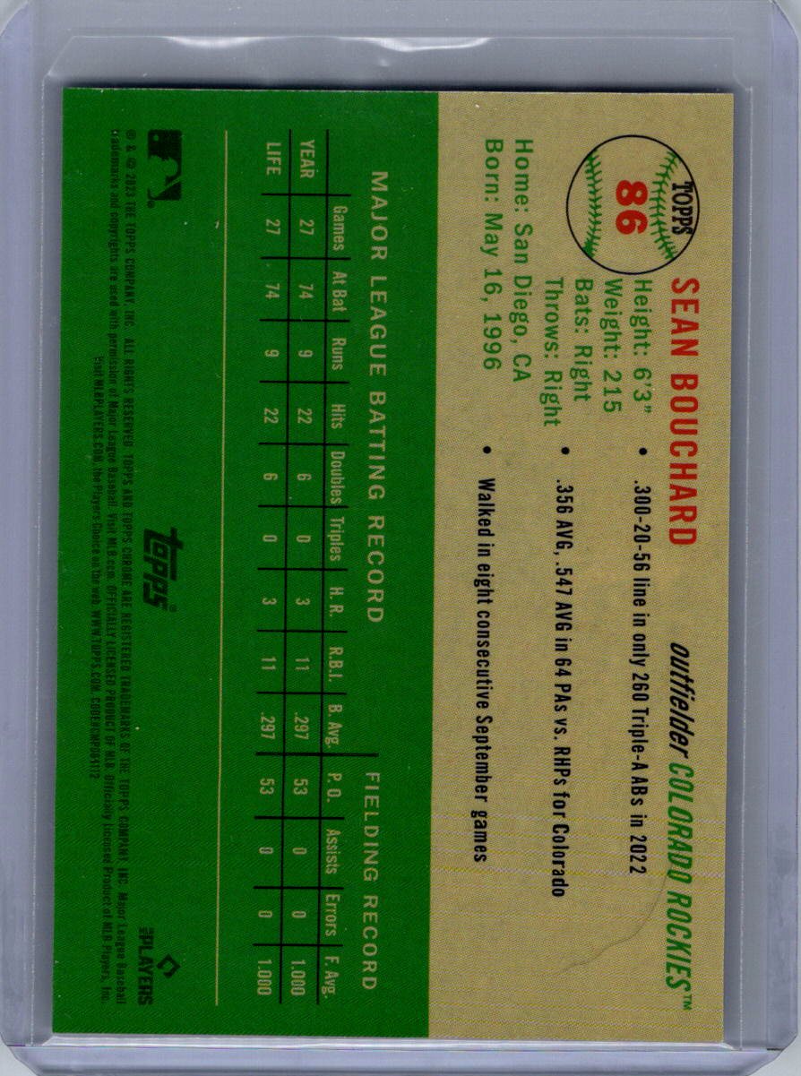 2023 Topps Chrome Platinum Anniversary #86 Sean Bouchard Topps Refractors #/499