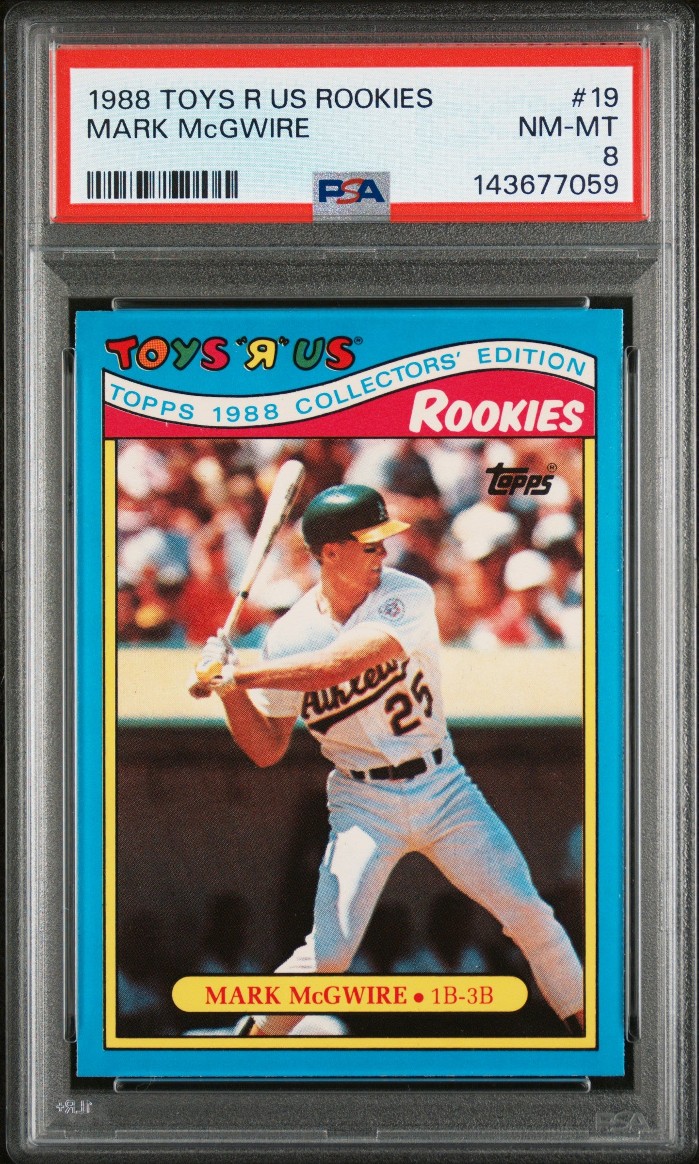 1988 Topps Toys "R" Us Rookies #19 Mark McGwire PSA 8