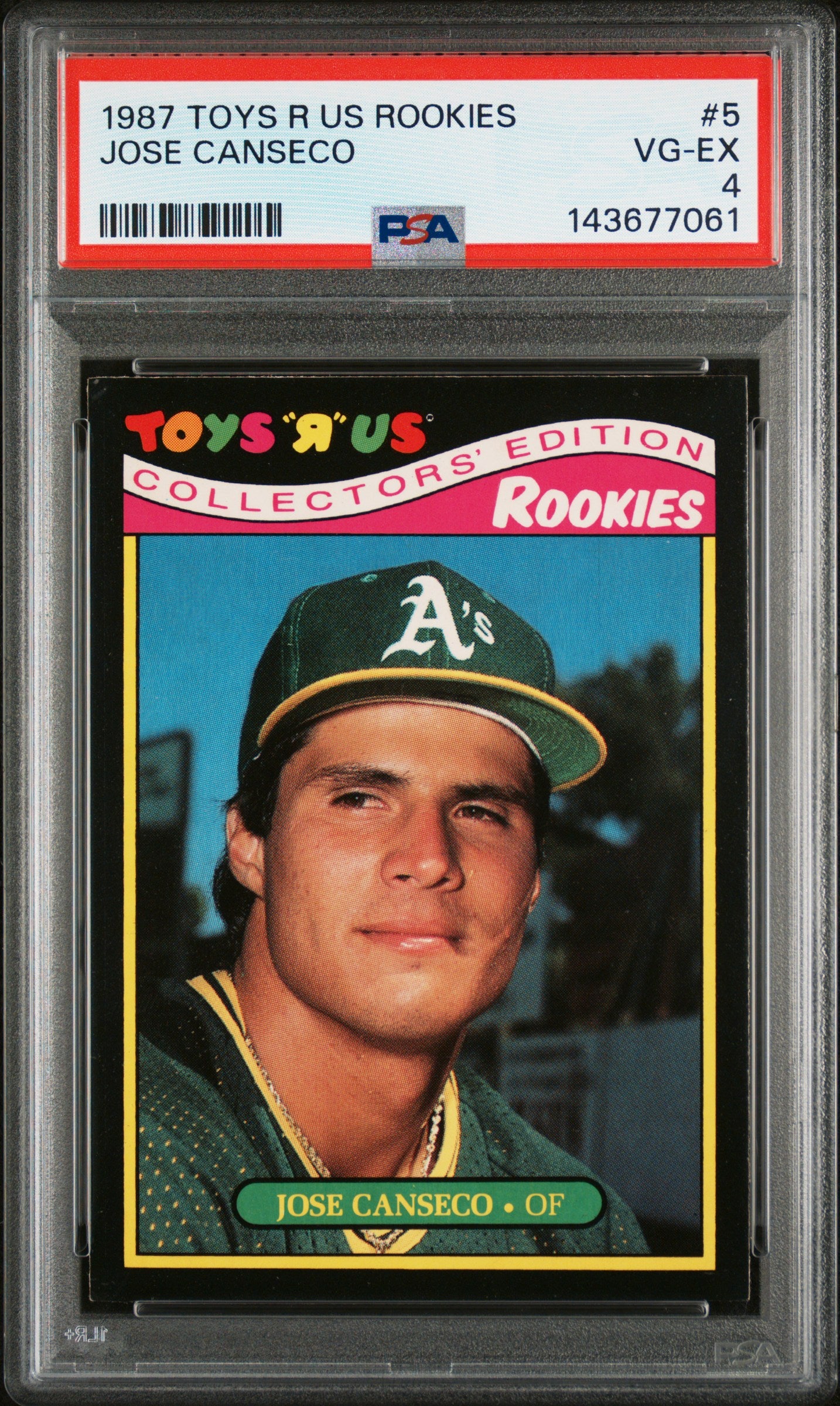 1987 Topps Toys "R" Us Rookies #5 Jose Canseco PSA 4