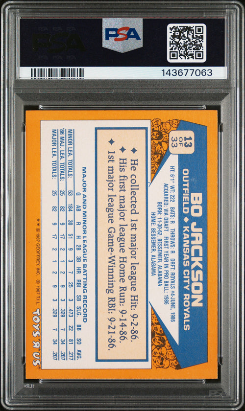 1987 Topps Toys "R" Us Rookies #13 Bo Jackson PSA 7