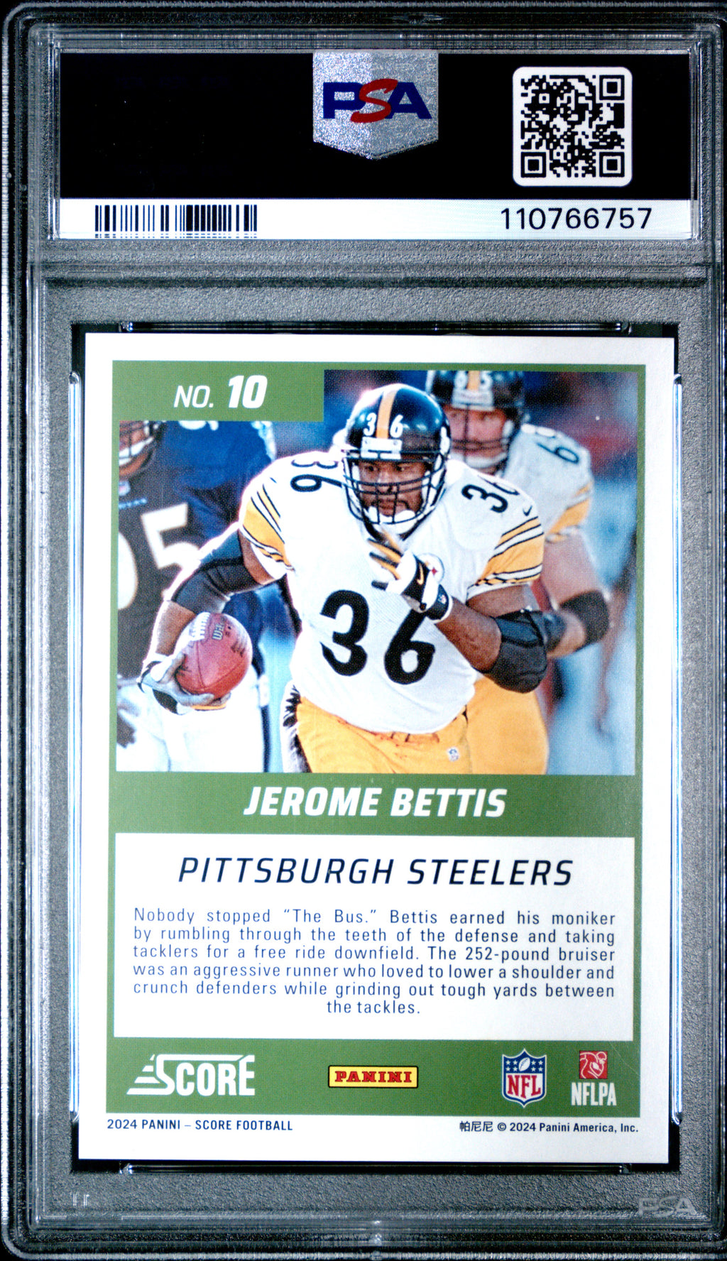 2024 Panini Score First Ballot #10 Jerome Bettis First Down PSA 9 01/10